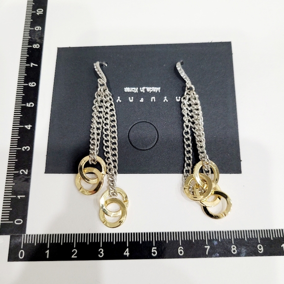 Brand New Gold & Silver Chain Dangle Earrings - Picture 6 of 6